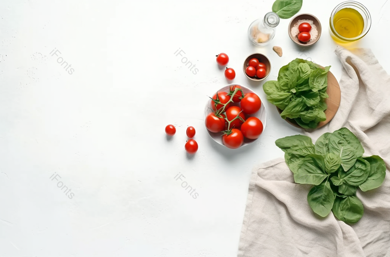 白色背景烹饪食材桌子俯视视角,高清,摄影图,摄影图片,图片大全,摄影图免费下载